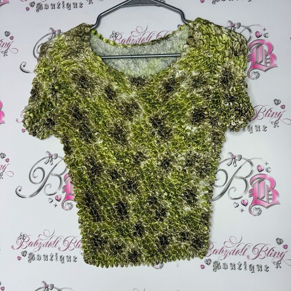 Bubble top y2k 2000s vintage dead stock rare stretchy one size fits all green